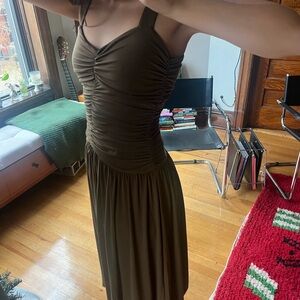 NWT Deep Brown Ruched Dress